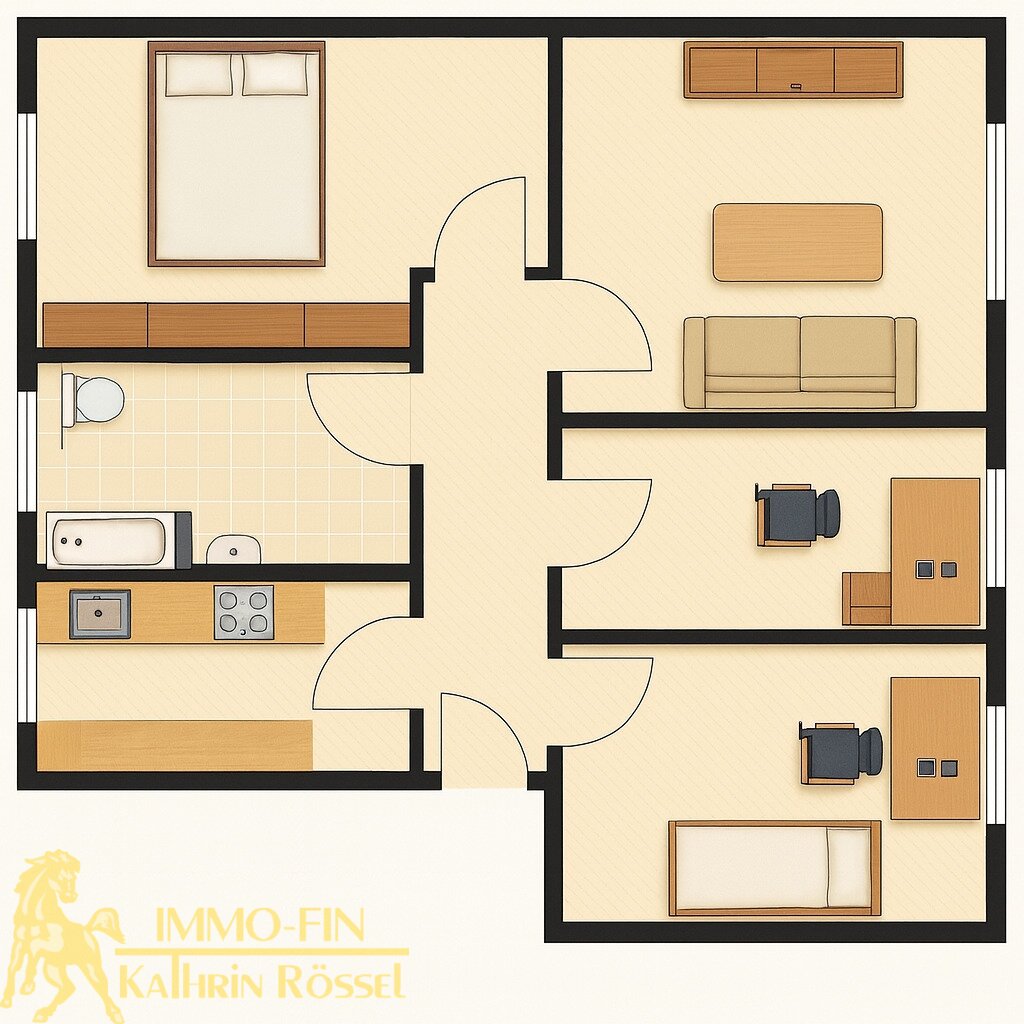 Praktische Vierzimmerwohnung mit Einbauküche in Krauschwitz