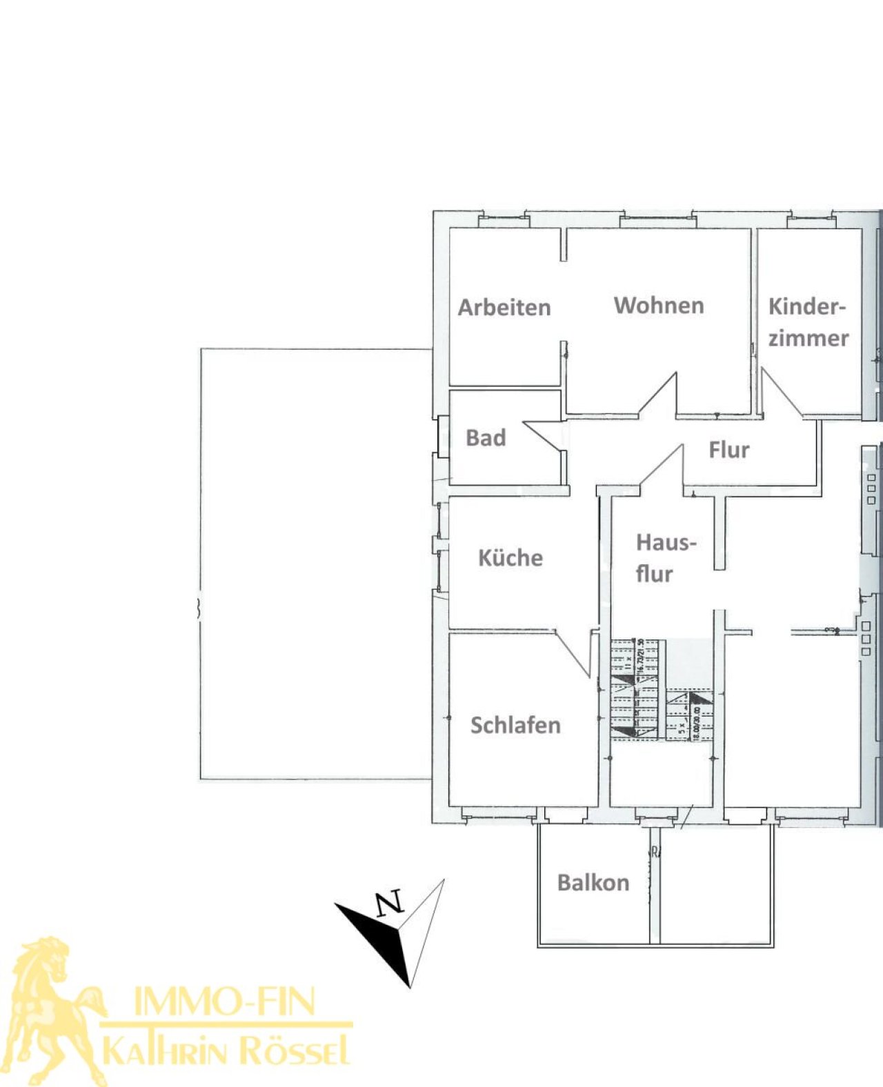 Grundriss 1. OG mittig: 3 RWE mit Balkon Grundriss 1. OG mittig: 3 RWE mit Balkon