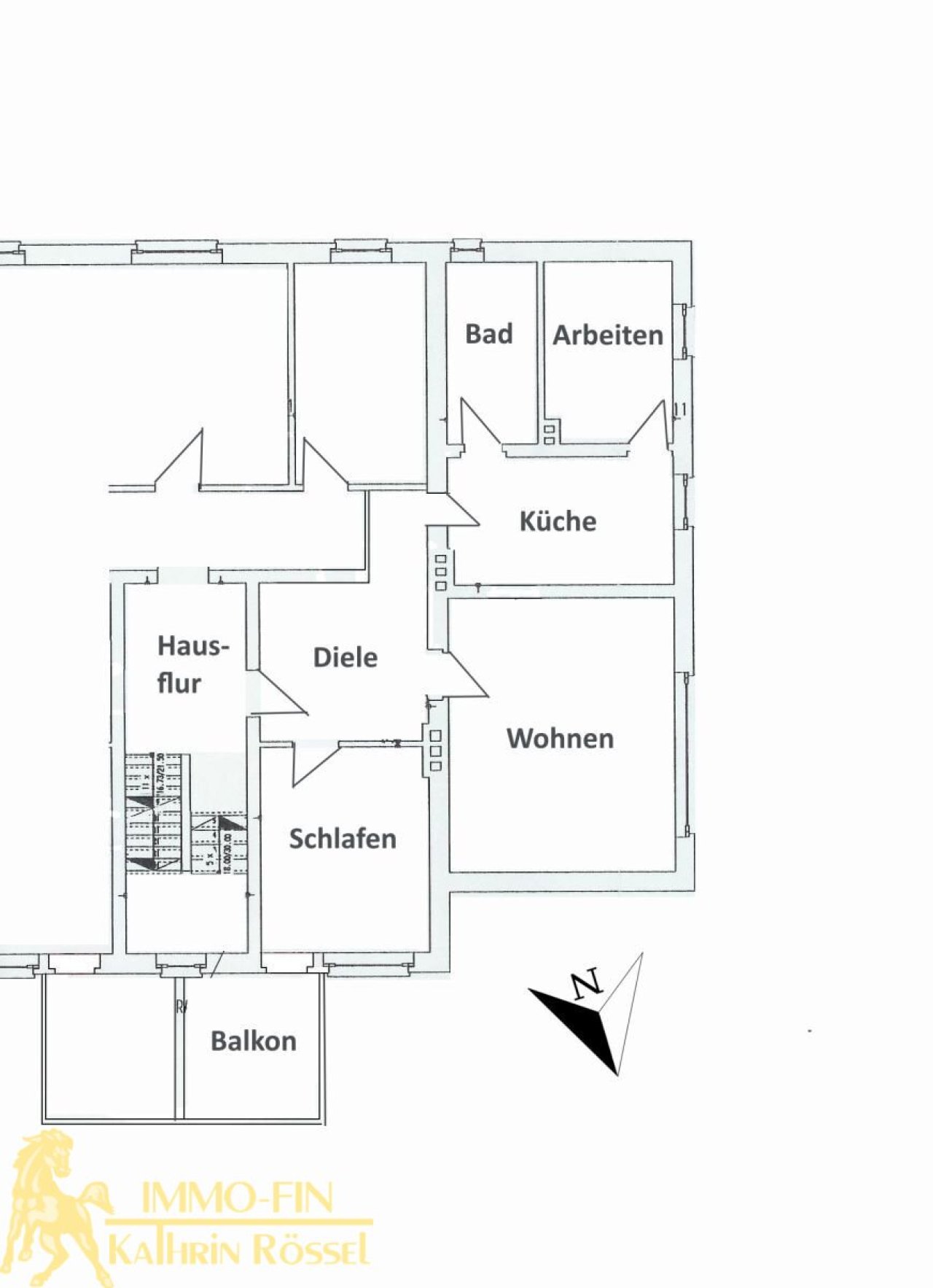 Grundriss 1. OG rechts: 3 RWE mit Balkon Grundriss 1. OG rechts: 3 RWE mit Balkon